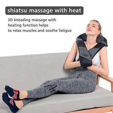 Massagers for Neck and Back with Heat, Nicwell Shiatsu Back and Neck Massager with Heat Deep Kneading Massage for Neck, Back, Shoulder, Foot and Legs, Home, Car, Office Use