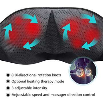 Massagers for Neck and Back with Heat, Nicwell Shiatsu Back and Neck Massager with Heat Deep Kneading Massage for Neck, Back, Shoulder, Foot and Legs, Home, Car, Office Use