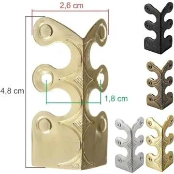 vlrbfl Baseboard Corner Protectors for Furniture, Brass Corner Protectors Baseboard, Skiffers Baseboard Corner Protectors, Solid Brass Skirting Board Corner Protectors (8 Pcs,Brass)