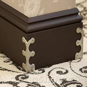 vlrbfl Baseboard Corner Protectors for Furniture, Brass Corner Protectors Baseboard, Skiffers Baseboard Corner Protectors, Solid Brass Skirting Board Corner Protectors (8 Pcs,Brass)