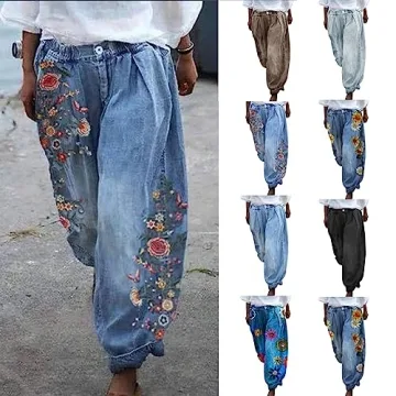 Boho Women's High Waist Wide Leg Pants for Comfort