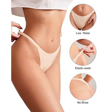 DEANGELO G-String Thongs Women Workout Thong Panties Seamless Underwear Low Rise Microfiber Pack (6P...