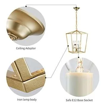 Vintage Lantern Pendant Light - Farmhouse Chandelier for Home