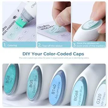 Ohuhu Alcohol Markers Extra Wide Broad Tip - Refillable Ink- 6 Colors of Sky Glass - 1-19mm Nib Calligraphy Markers for Background Poster Design Renderings Large Areas Coloring Molokai Series