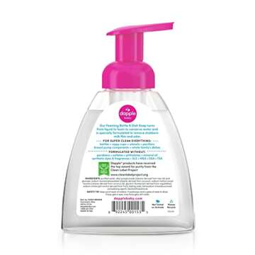 Dapple Foaming Dish Soap, Plant Based, Hypoallergenic for Sensitive Skin, Fragrance Free 13 Fl Oz (P...