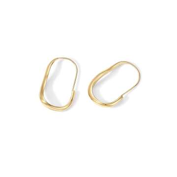 PAVOI 14K Yellow Gold Plated Sterling Silver Posts Wavy Infinity Hoops | Lightweight Twisted Earrings | Wave Thin Endless Hoop Earrings for Women