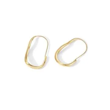 PAVOI 14K Yellow Gold Plated Sterling Silver Posts Wavy Infinity Hoops | Lightweight Twisted Earrings | Wave Thin Endless Hoop Earrings for Women