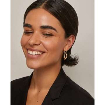 PAVOI 14K Yellow Gold Plated Sterling Silver Posts Wavy Infinity Hoops | Lightweight Twisted Earrings | Wave Thin Endless Hoop Earrings for Women