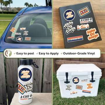 Desert Cactus Alpha Chi Omega 70's Themed Sticker Sheet - Vibrant Vinyl Decals