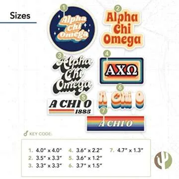 70's Themed Alpha Chi Omega Sticker Sheet - Vibrant & Durable