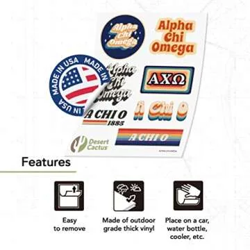 70's Themed Alpha Chi Omega Sticker Sheet - Vibrant & Durable