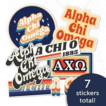 70's Themed Alpha Chi Omega Sticker Sheet - Vibrant & Durable