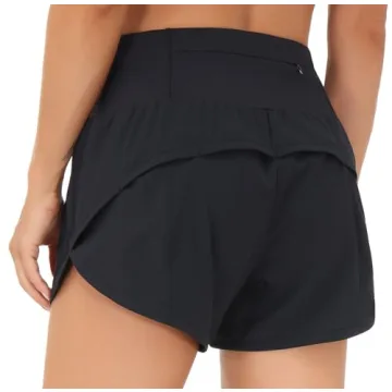 THE GYM PEOPLE Women's High Waisted Running Shorts - Quick Dry, Zipper Pockets