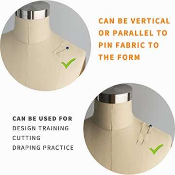 lavandeform Half Scale Dress Form 1:2 Miniature Sewing Half Size Mannequin. straightly into Body Inside,（Not Adult Full Size） Fully Pinnable Dressmaker Dummy. (beiges)