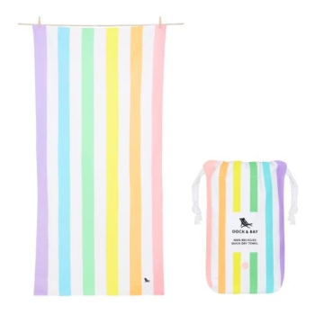 Dock & Bay Beach Towel - Quick Dry, Sand Free - Compact, Lightweight - 100% Recycled - Includes Bag ...