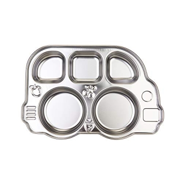 Innobaby Stainless Bus Plate, The Original, Rust Free, Safe Divided Platter, Mom Invented Fun Shape ...