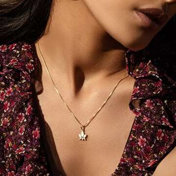 KARMA AND LUCK - Women's Emerging Beauty Lotus Pendant Necklace with Embedded Diamond Chip. Protecti...