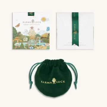 KARMA AND LUCK - Women's Emerging Beauty Lotus Pendant Necklace with Embedded Diamond Chip. Protection Necklace for Women. Chain Length: 22"+4". Ready to Gift for Her. (Hamsa)