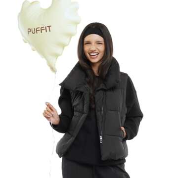 PUFFIT Women's Puffer Vest, Sleeveless Bubble Vests Outerwear with Trendy Hidden Diagonal Zipper, St...