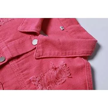 CHARTOU Women's Diamond Rodeo Rhinestone Denim Jacket Button Down Crop Fringe Jean Jacket (Medium, Pink)