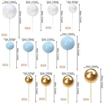 24 PCS Colorful Ball Cake Topper Mini Balloon Cupcake Toppers DIY Foam Ball Cake Insert Decoration f...