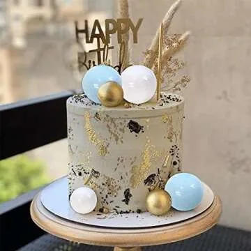 24 PCS Colorful Ball Cake Topper Mini Balloon Cupcake Toppers DIY Foam Ball Cake Insert Decoration for Wedding Anniversary Baby Shower Birthday Party Decorations Supplies Blue Gold White