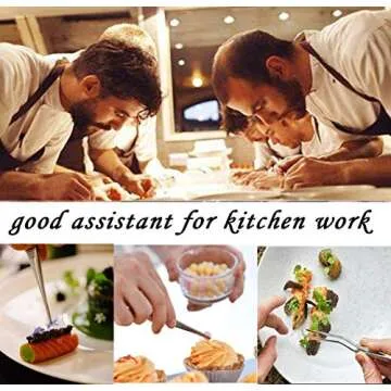 5pc Cooking Tweezers Precision Kitchen Plating Tweezer Stainless Steel Curved Tongs for Baking Decorating Beauty