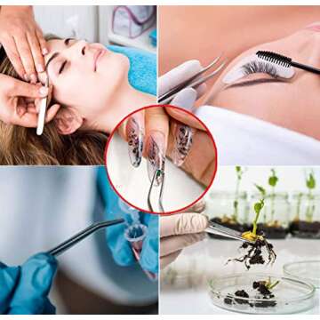 5pc Cooking Tweezers Precision Kitchen Plating Tweezer Stainless Steel Curved Tongs for Baking Decorating Beauty