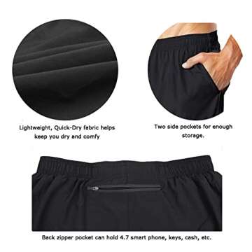 EZRUN Men's Lightweight Running Workout Shorts with Pockets