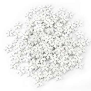 Konsait 150pcs White Snowflake Buttons Assorted 18mm Christmas Wooden Buttons Mini Holiday Collectio...
