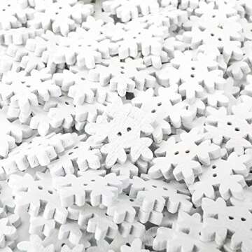 Konsait 150pcs White Snowflake Buttons Assorted 18mm Christmas Wooden Buttons Mini Holiday Collection Snowflakes Buttons Embellishments for Knitting Sewing DIY Scrapbook Crafts Xmas Decoration