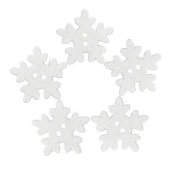 Konsait 150pcs White Snowflake Buttons Assorted 18mm Christmas Wooden Buttons Mini Holiday Collection Snowflakes Buttons Embellishments for Knitting Sewing DIY Scrapbook Crafts Xmas Decoration