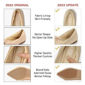 MUSSHOE Women's Ballet Flats Pointed Toe Bowknot