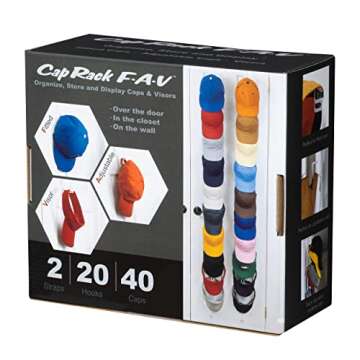 Perfect Curve Hat Organizer Cap Rack FAV | Hat Racks | Hold up to 40 caps | Over Door Organizer for ...