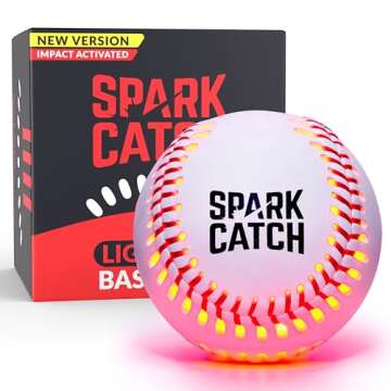 SPARK CATCH Light Up Baseball, Glow in The Dark Baseball, Sports Gear Accessories Gifts for Boys 8-1...