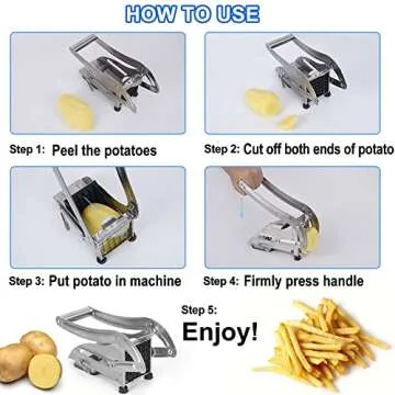 French Fry Cutter Potato Slicer LSOFNRB Stainless Steel Potato Cutter, French Fries Cutter Includes 2 Blade Size and No-Slip Suction Base, Easy to Clean, For Air Fryer Food, Vegetable Cutter