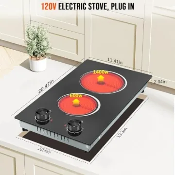 Nefaracy 2 Burner Electric Stove with 2000W Power