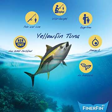 FinerFin Yellowfin Tuna Salad in Organic Olive Oil | Taster's Variety Pack | Premium Canned Tuna Fish with EVOO | Gourmet Ready-to-Eat Wild-Caught Fillets | 4.4oz can - 12 Pack