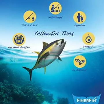 FinerFin Yellowfin Tuna Salad in Organic Olive Oil | Taster's Variety Pack | Premium Canned Tuna Fish with EVOO | Gourmet Ready-to-Eat Wild-Caught Fillets | 4.4oz can - 12 Pack