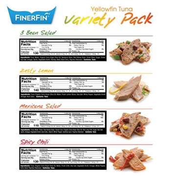 FinerFin Yellowfin Tuna Salad in Organic Olive Oil | Taster's Variety Pack | Premium Canned Tuna Fish with EVOO | Gourmet Ready-to-Eat Wild-Caught Fillets | 4.4oz can - 12 Pack