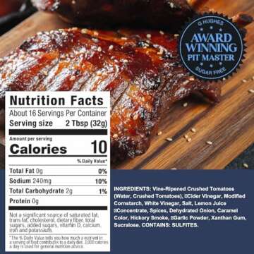 G Hughes Original Sugar Free BBQ Sauce - Sugar Free Barbecue Sauce, No Sugar BBQ Sauces, Gluten Free Barbecue Sauces, Sugar Free BBQ Sauce, Low Carb BBQ Sauce - 18 oz (1-Pack)