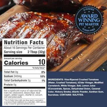 G Hughes Original Sugar Free BBQ Sauce - Sugar Free Barbecue Sauce, No Sugar BBQ Sauces, Gluten Free Barbecue Sauces, Sugar Free BBQ Sauce, Low Carb BBQ Sauce - 18 oz (1-Pack)