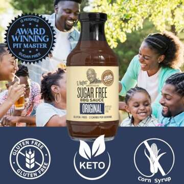 G Hughes Original Sugar Free BBQ Sauce - Sugar Free Barbecue Sauce, No Sugar BBQ Sauces, Gluten Free Barbecue Sauces, Sugar Free BBQ Sauce, Low Carb BBQ Sauce - 18 oz (1-Pack)