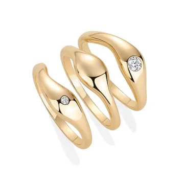 Chunky Gold Stackable Rings Set - PAVOI Jewelry