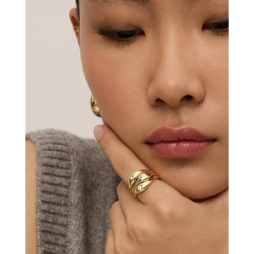 Chunky Gold Stackable Rings Set - PAVOI Jewelry