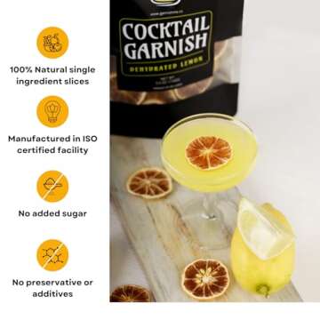 ME Garnish 80 Dehydrated lemons slices | 3.5Oz Dried Lemon slices for Cocktail Garnishes | Dried Fruit Cocktail Garnish | Dried Lemon wheels | Dried Citrus Slices for drink garnish (3.5oz)