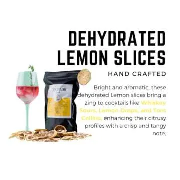 ME Garnish 80 Dehydrated lemons slices | 3.5Oz Dried Lemon slices for Cocktail Garnishes | Dried Fruit Cocktail Garnish | Dried Lemon wheels | Dried Citrus Slices for drink garnish (3.5oz)