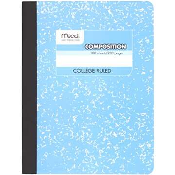 Mead Composition Book, 6 Pack of Cute Notebooks, College Ruled paper, Hard Cover 100 sheets (200 Pages) , Pastel Color Notebook,