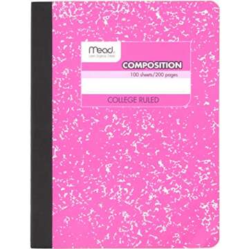 Mead Composition Book, 6 Pack of Cute Notebooks, College Ruled paper, Hard Cover 100 sheets (200 Pages) , Pastel Color Notebook,