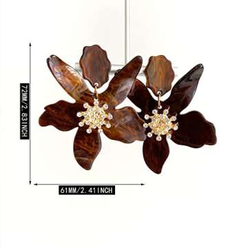 ANDPAI Unique Bohemian Oversized Acrylic Resin Flower Dangle Drop Earrings Retro Large Hawaii Flower...